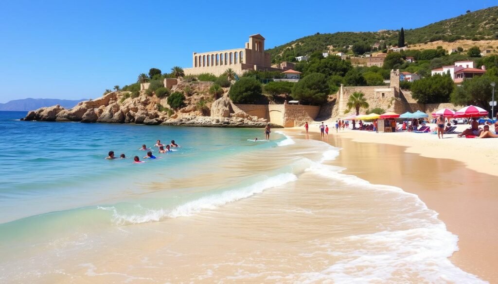 Family-friendly beach in Rhodes