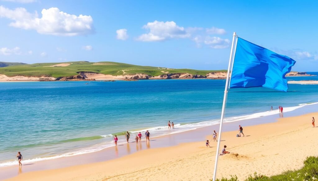 Praia do Barril beach with Blue Flag