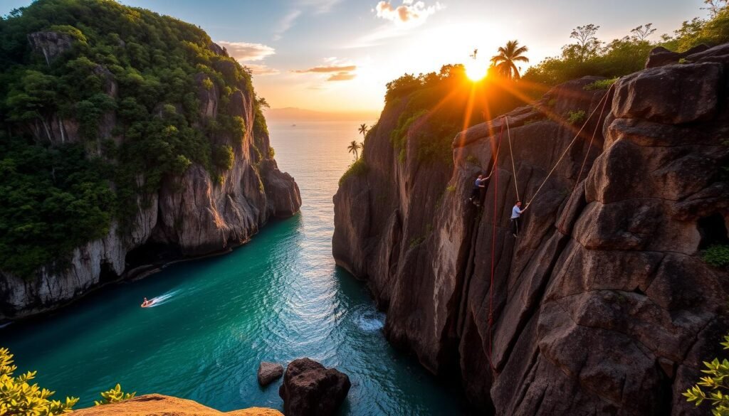 Rock climbing at Tonsai Beach