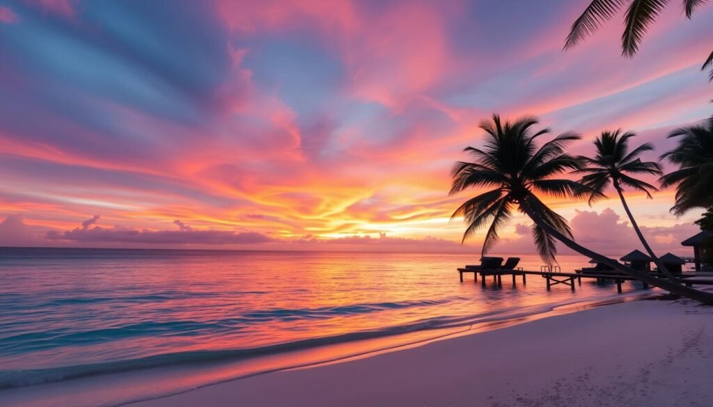 Romantic sunset views in Maldives