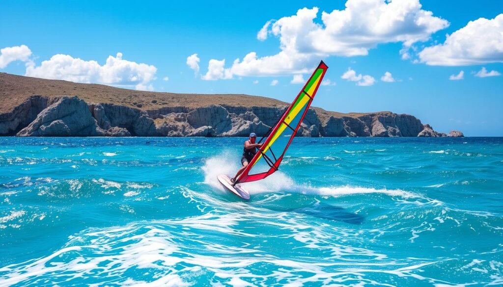 Windsurfing in Aegean waves